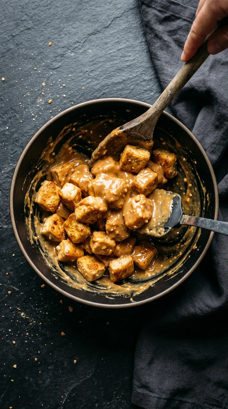 Chicken Satay Lettuce Wraps: Asian Protein Appetisers – step 5: Coat the meat