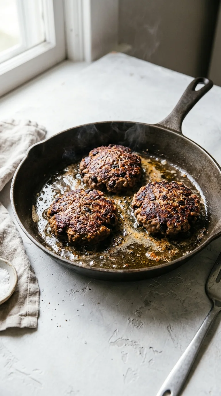 Beef Burgers with Black Beans: Mexican Style Patties – step 6: Sear the beef