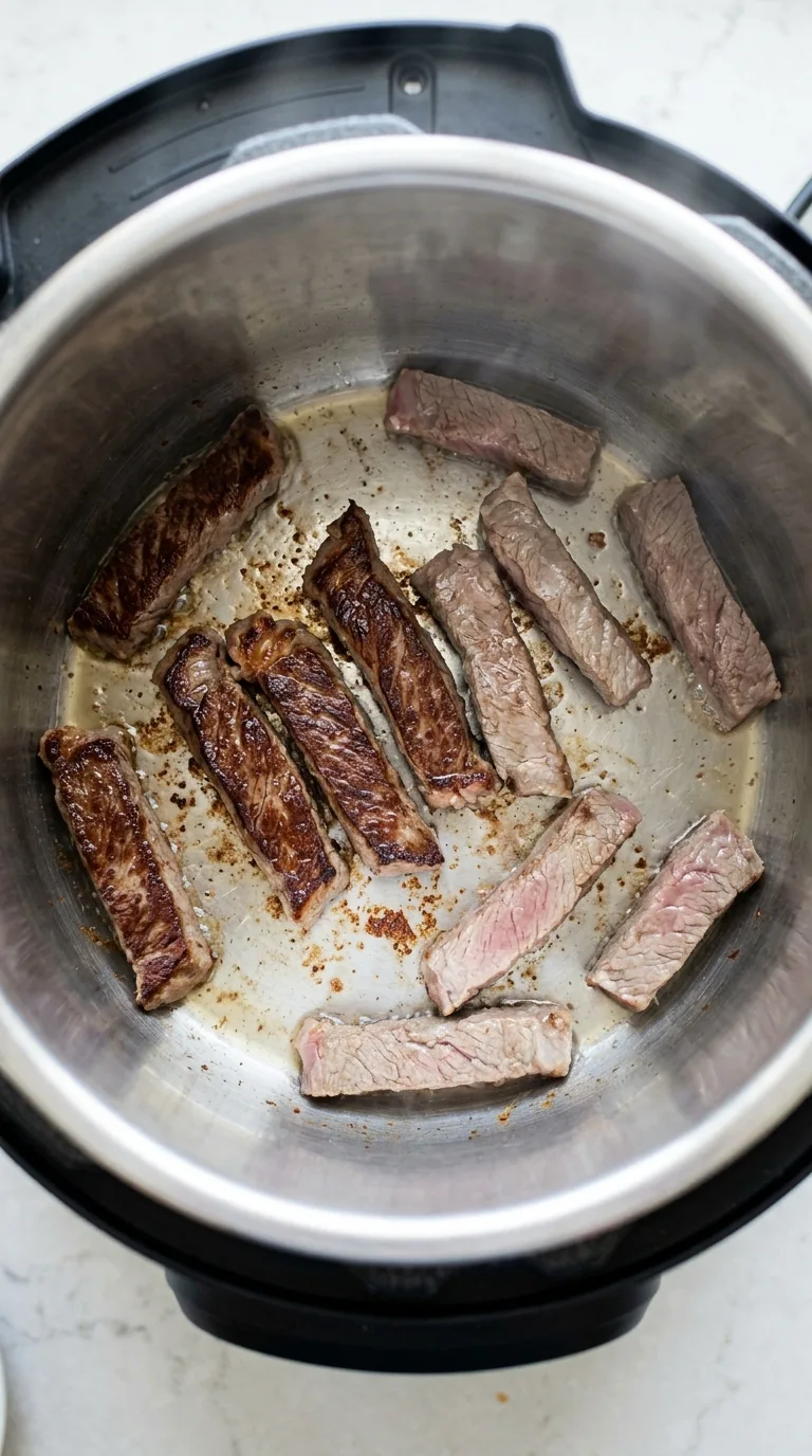 Instant Pot Steak Strips: Savoury Glazed Beef – step 1: Season the beef