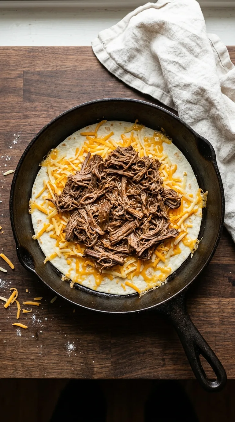 Beef Short Rib Quesadilla: Mexican Braised Beef Melts – step 6: Assemble the quesadilla