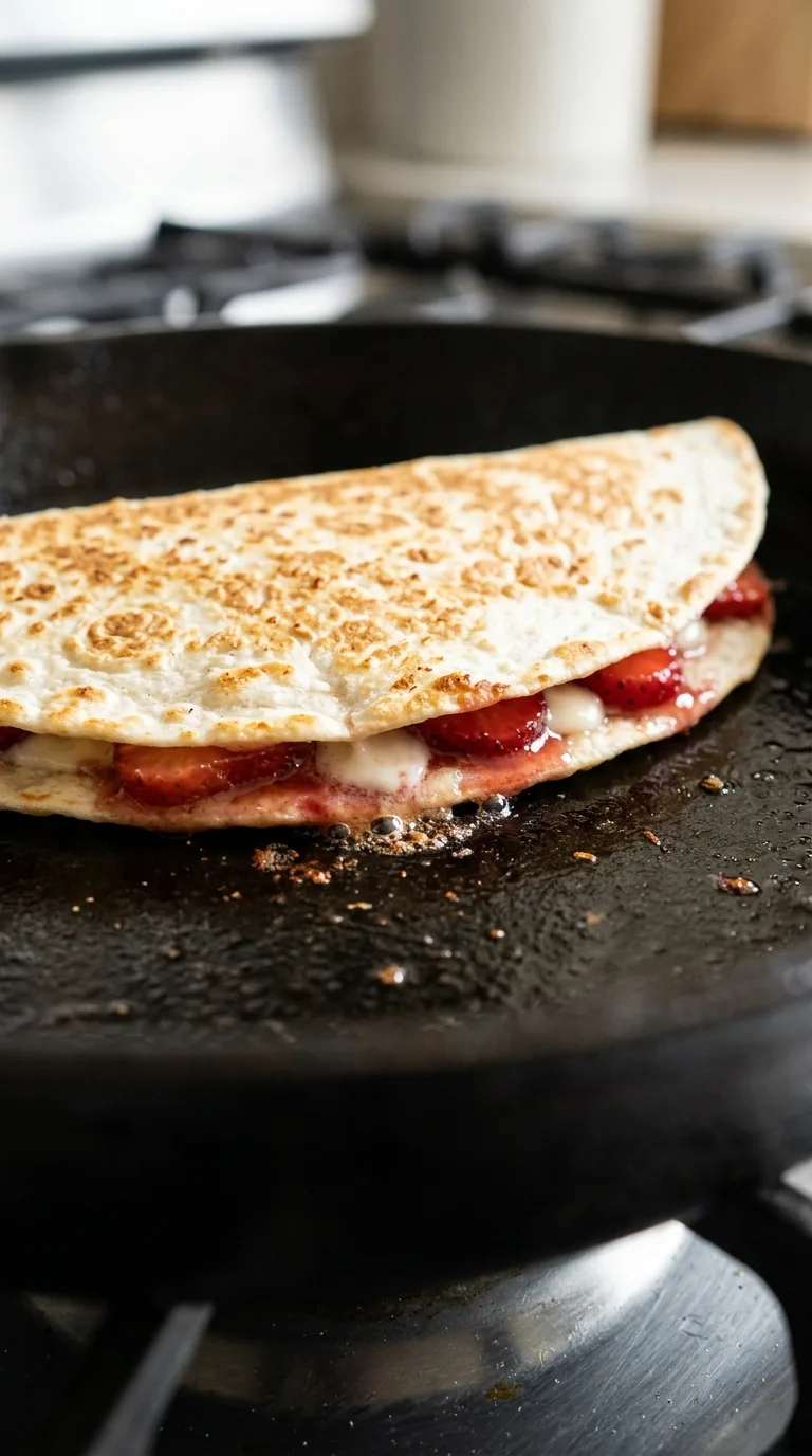 Strawberry Quesadilla: Sweet Tortilla Dessert – step 5: Brown the first side