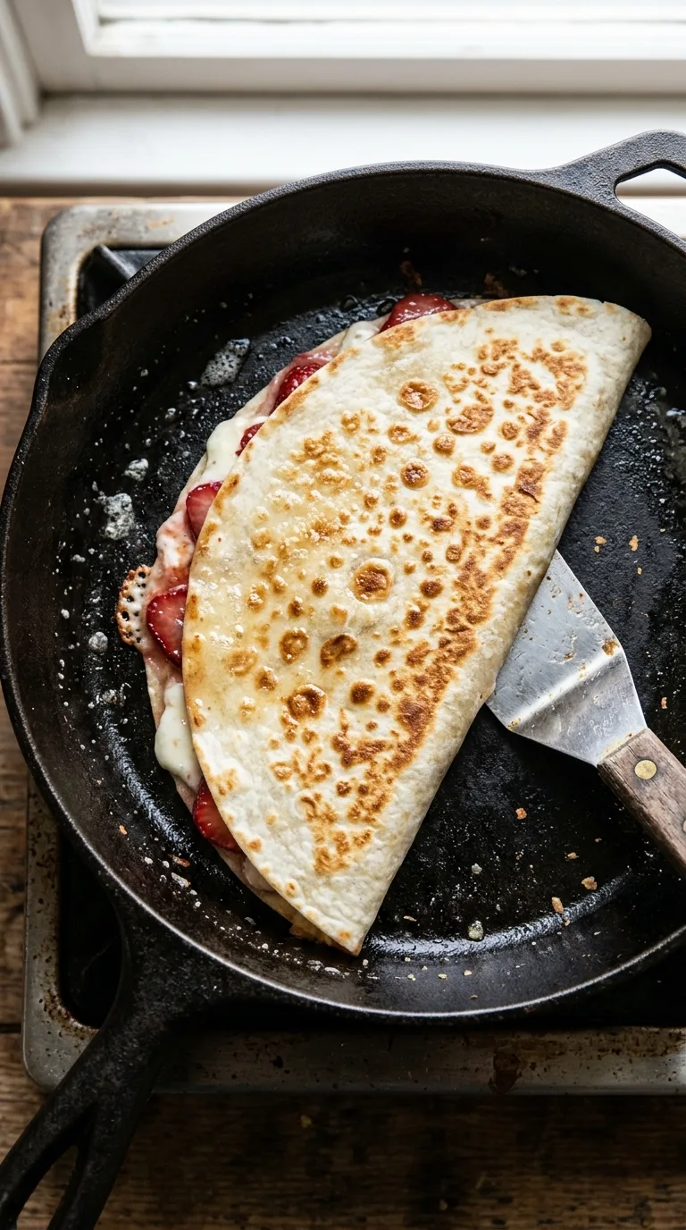 Strawberry Quesadilla: Sweet Tortilla Dessert – step 6: Finish the cooking