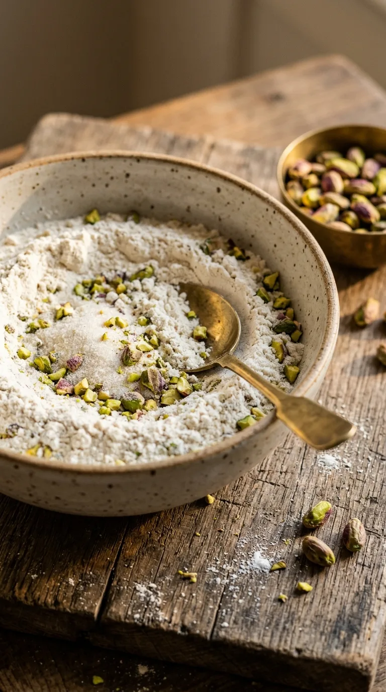 Vegan Pistachio Cake: Nutty Mediterranean Dessert – step 2: Combine dry ingredients