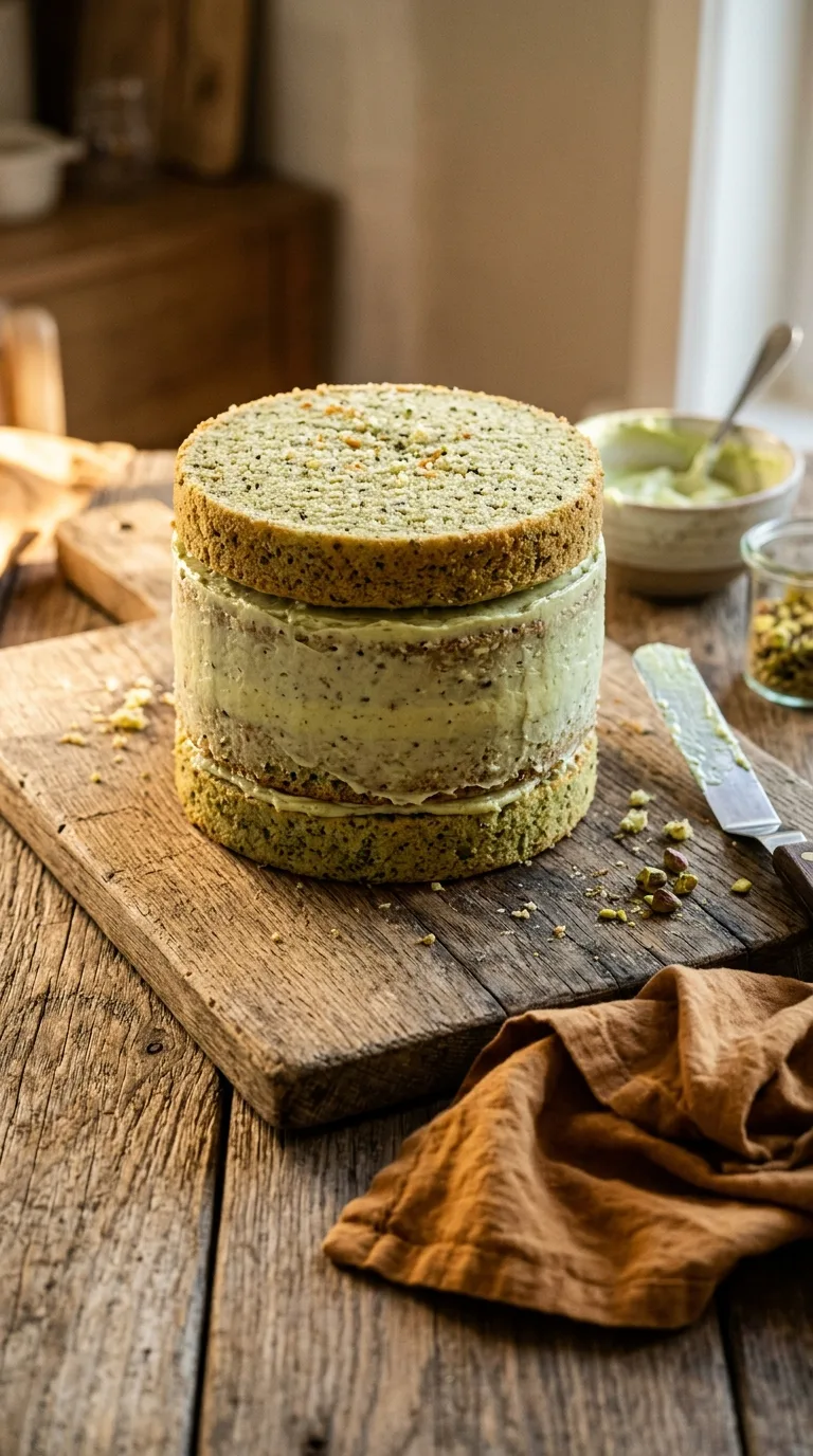 Vegan Pistachio Cake: Nutty Mediterranean Dessert – step 8: Assemble and frost