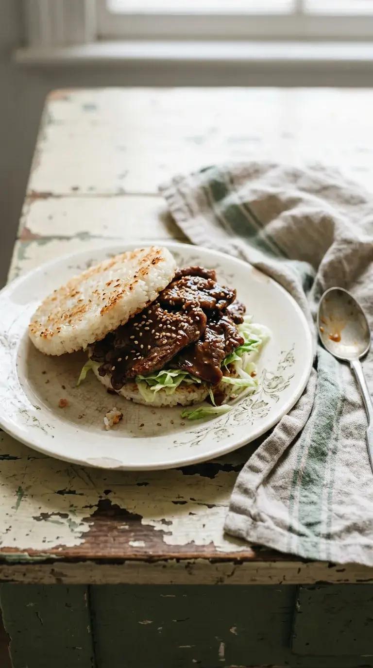 Beef Yakiniku Burger: Rice-Patty Steak Burger