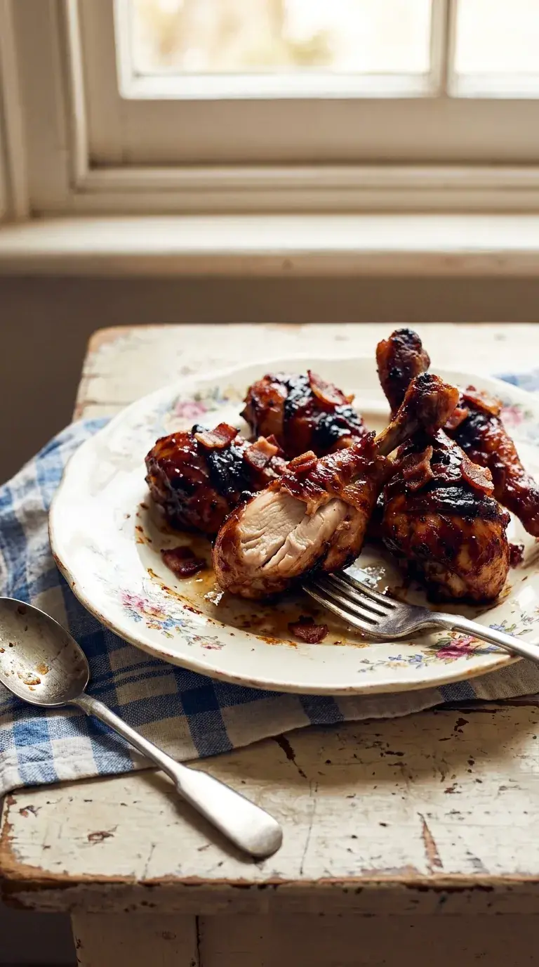 BBQ Chicken Leg Lollipop: Bacon Wrapped Appetiser