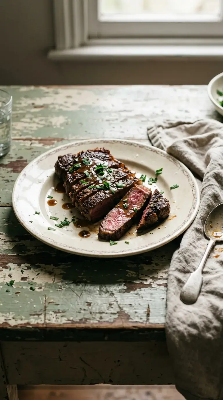 Steak Strip Loin: Seared Beef with Herb Butter