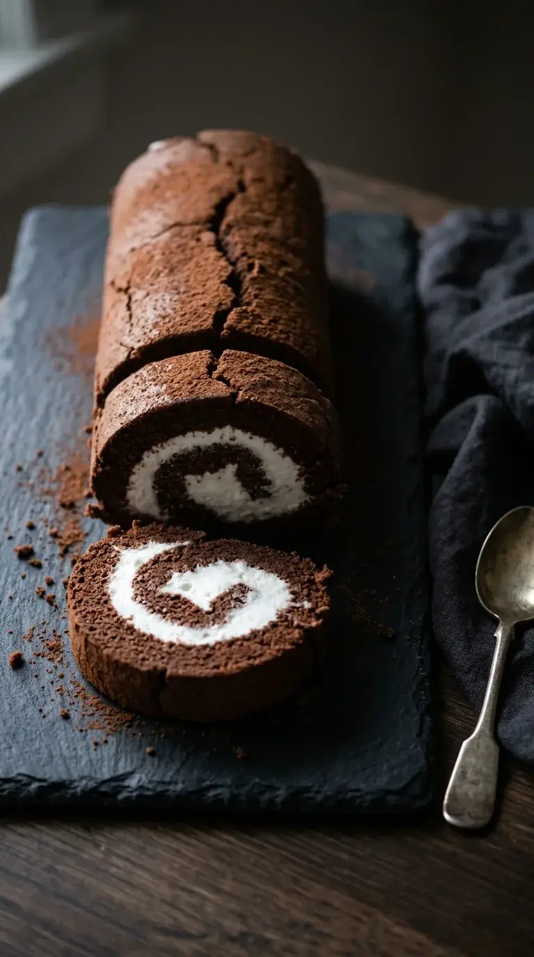 Vegan Cake Roll: Cocoa Sponge with Coconut Frosting